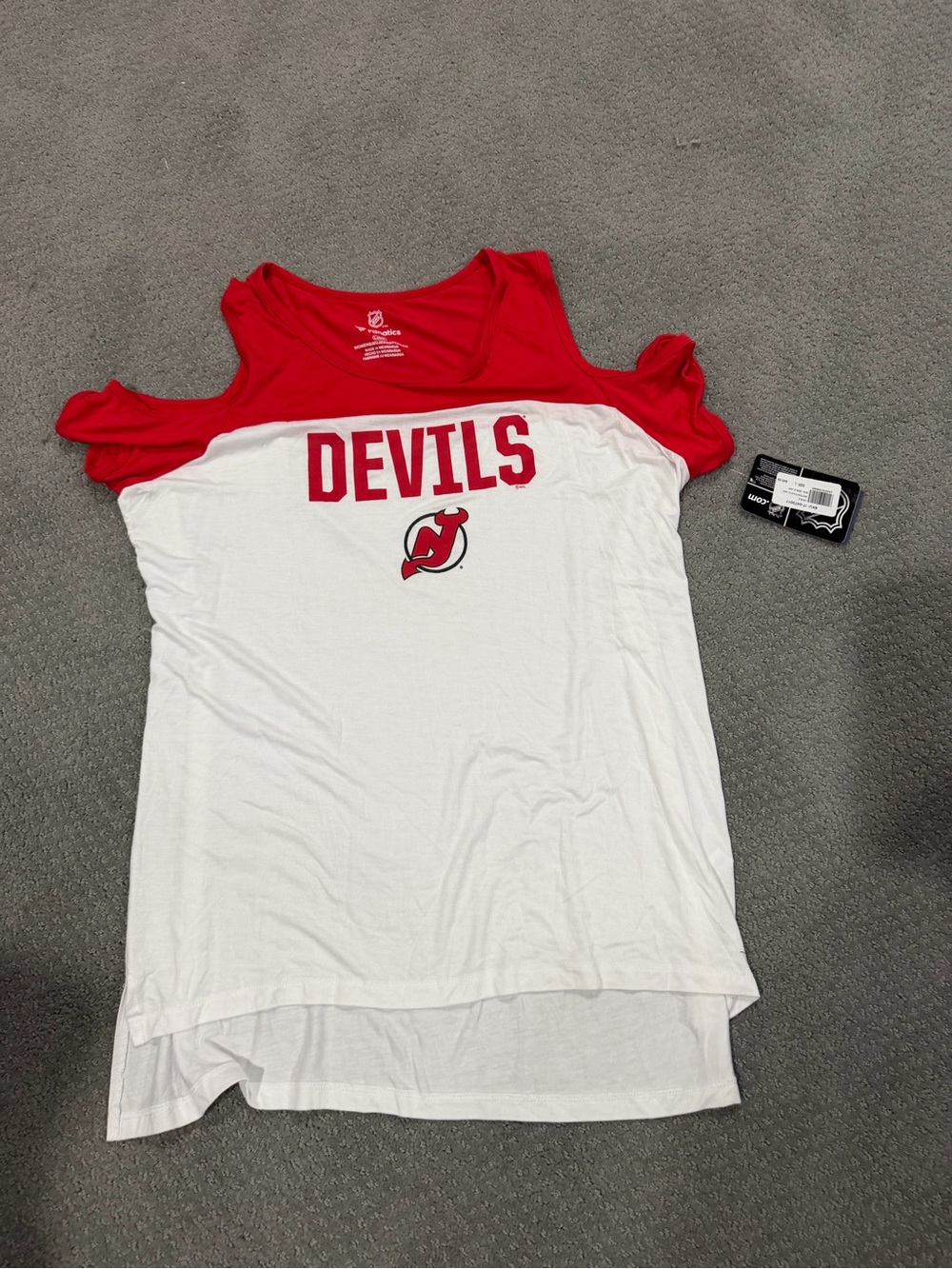 Fanatics New Jersey Devils Cold-Shoulder Tank Top - Red & White